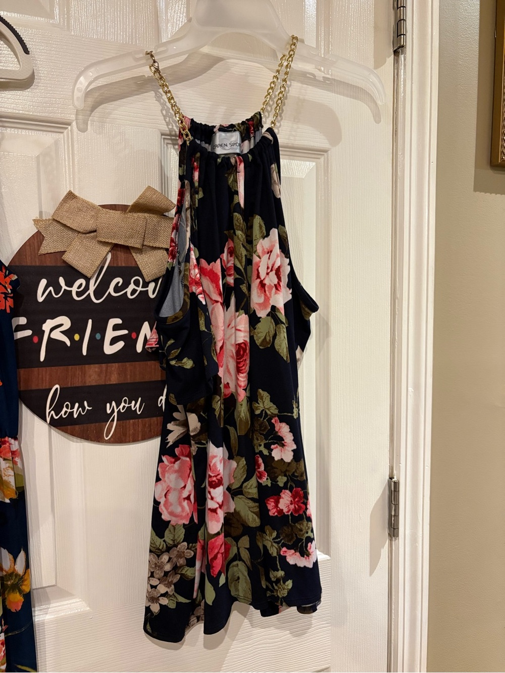 Caren Sport Navy Floral Dress with Pink and Green Accents